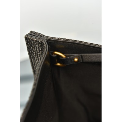 Valentino Garavani Medium Shopping Bag in Raffia with Floral Embroidery
