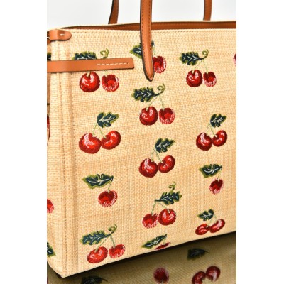 Valentino Garavani Antibes Medium Shopping Bag in Jacquard Raffia