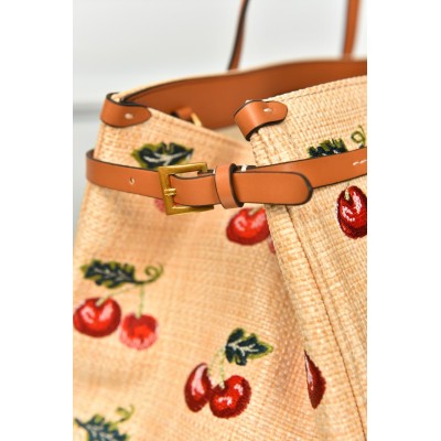 Valentino Garavani Antibes Medium Shopping Bag in Jacquard Raffia