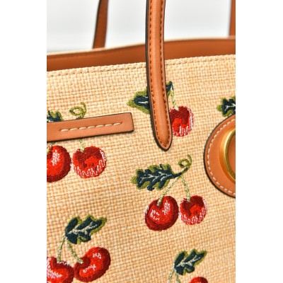 Valentino Garavani Antibes Medium Shopping Bag in Jacquard Raffia