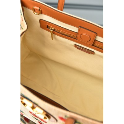 Valentino Garavani Antibes Medium Shopping Bag in Jacquard Raffia