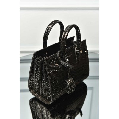 Saint Laurent Sac De Jour in Crocodile Embossed Leather Nano