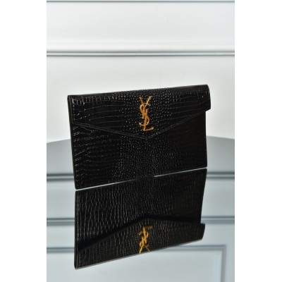 Saint Laurent Uptown Pouch in Crocodile Embossed