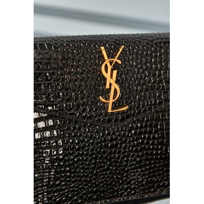 Saint Laurent Uptown Pouch in Crocodile Embossed