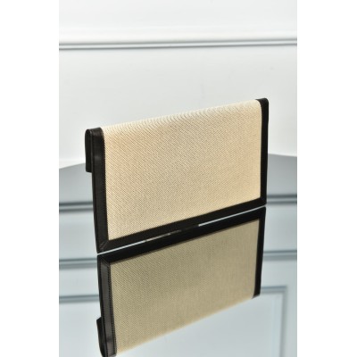 Saint Laurent Uptown Pouch in Canvas and Smooth