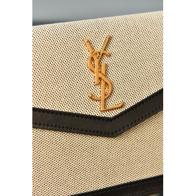 Saint Laurent Uptown Pouch in Canvas and Smooth