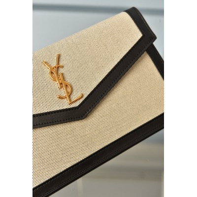 Saint Laurent Uptown Pouch in Canvas and Smooth