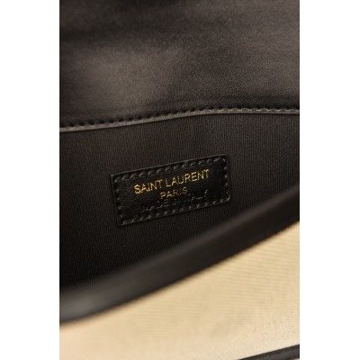 Saint Laurent Uptown Pouch in Canvas and Smooth