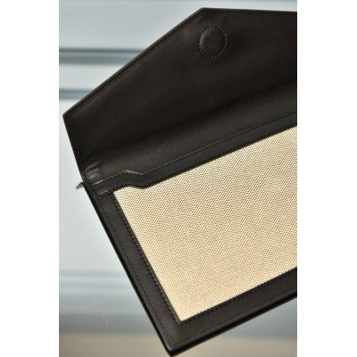 Saint Laurent Uptown Pouch in Canvas and Smooth