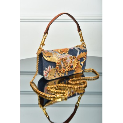 Valentino Garavani Small Loco Bag with Floral Embroidered