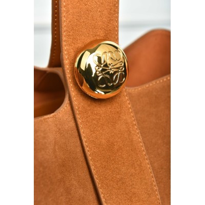 Loewe Medium Pebble Bucket in Suede