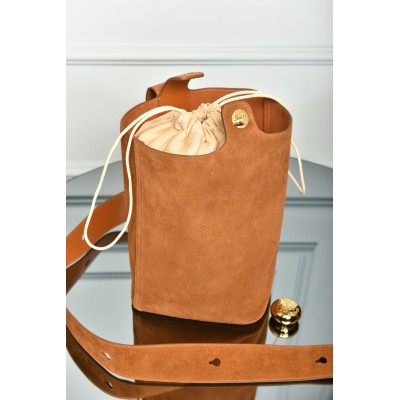 Loewe Medium Pebble Bucket in Suede