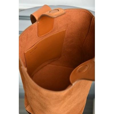 Loewe Medium Pebble Bucket in Suede
