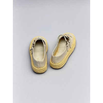 Prada Nappa Leather And Raffia Ballerinas