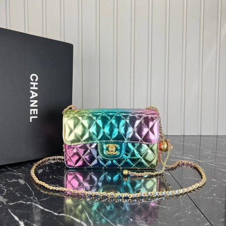 Chanel 1.75 Patent Leather Bag with Chain and Goldball Hardware