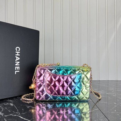 Chanel 1.75 Patent Leather Bag with Chain and Goldball Hardware