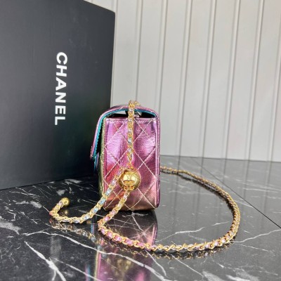 Chanel 1.75 Patent Leather Bag with Chain and Goldball Hardware
