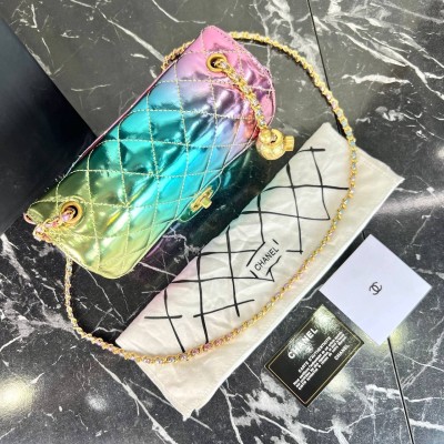 Chanel 1.75 Patent Leather Bag with Chain and Goldball Hardware