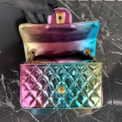 Chanel 1.75 Patent Leather Bag with Chain and Goldball Hardware