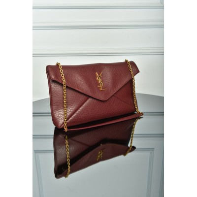 Saint Laurent Cassandre Pouch on Chain In Lambskin