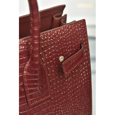 Saint Laurent Sac De Jour in Crocodile Embossed Leather