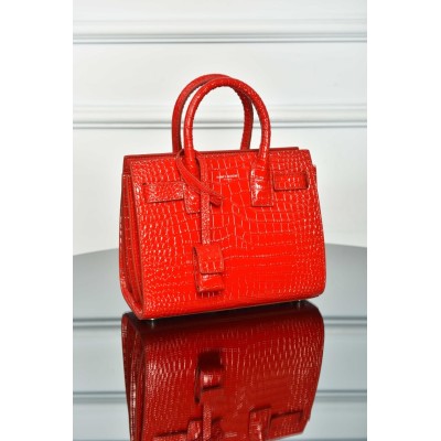 Saint Laurent Sac De Jour in Crocodile Embossed Leather Nano