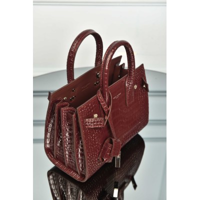 Saint Laurent Sac De Jour in Crocodile Embossed Leather Nano