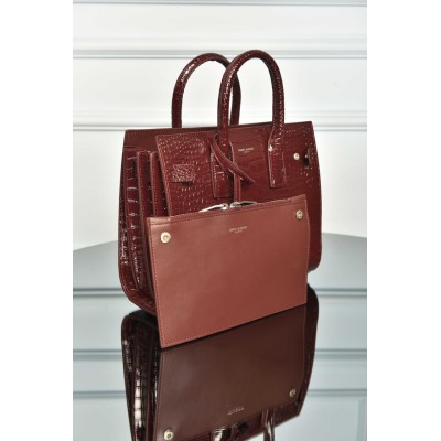 Saint Laurent Sac De Jour in Crocodile Embossed Leather