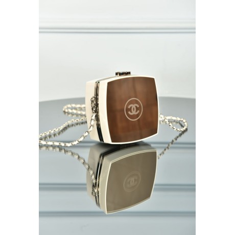 Chanel Mirror Makeup Box Clutch with Chain
