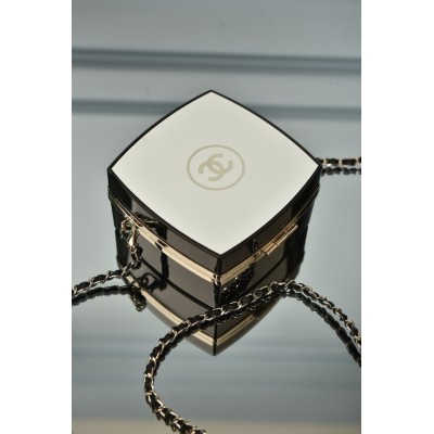 Chanel Mirror Makeup Box Clutch with Chain