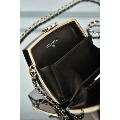 Chanel Mirror Makeup Box Clutch with Chain