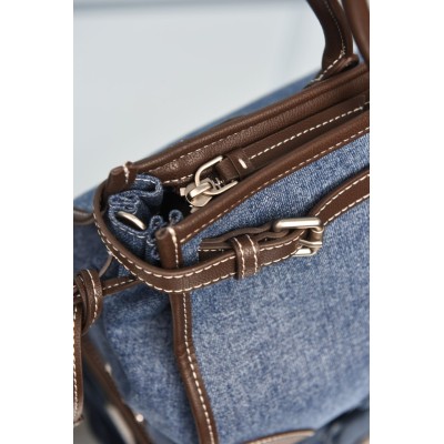 Prada Bonnie Large Denim and Leather Handbag