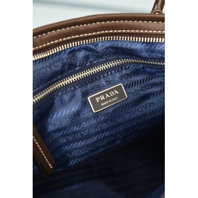 Prada Bonnie Large Denim and Leather Handbag