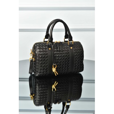 Bottega Veneta Boston Woven Leather Bag
