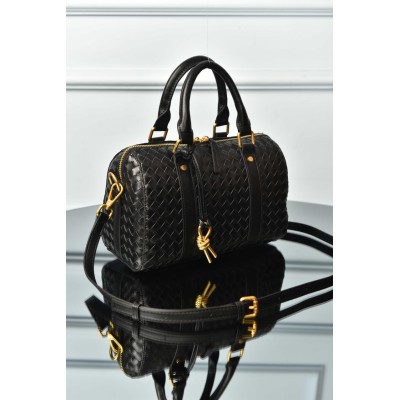 Bottega Veneta Boston Woven Leather Bag