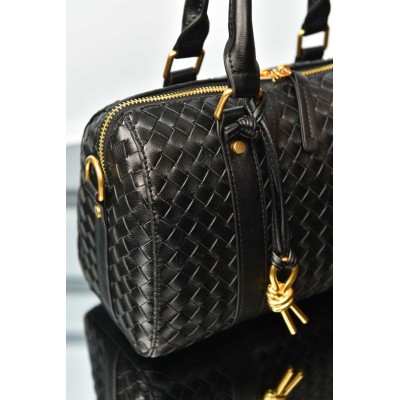 Bottega Veneta Boston Woven Leather Bag