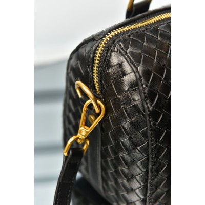 Bottega Veneta Boston Woven Leather Bag