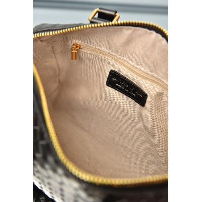 Bottega Veneta Boston Woven Leather Bag