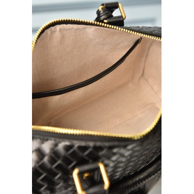 Bottega Veneta Boston Woven Leather Bag