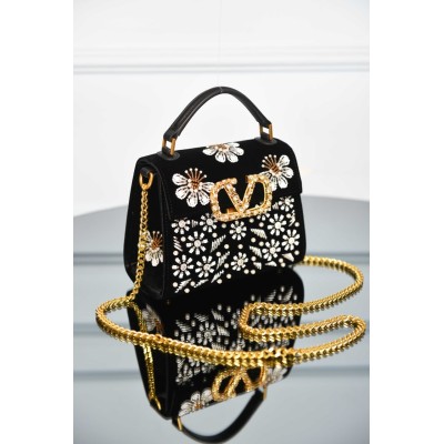 Valentino Garavani Embroidered Floral Shoulder Bag