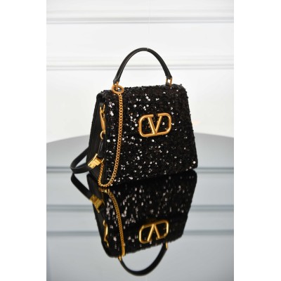 Valentino Garavani Mini Vsling Handbag With Sparkling Embroidery