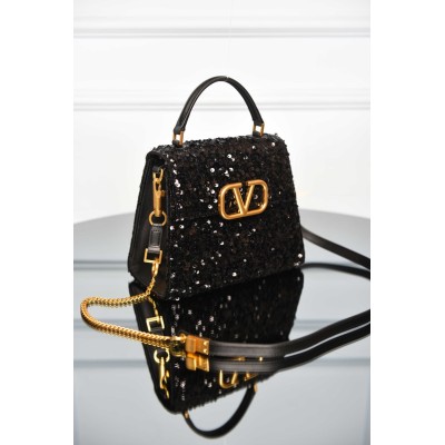 Valentino Garavani Mini Vsling Handbag With Sparkling Embroidery
