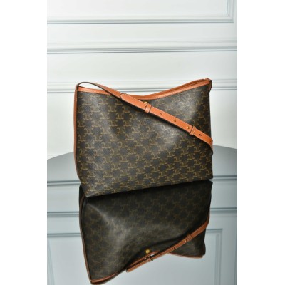 Celine Soft Shopper Bag in Triomphe Canvas and Calfskin