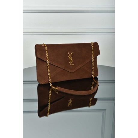 Saint Laurent Cassandre Chain Pouch in Suede