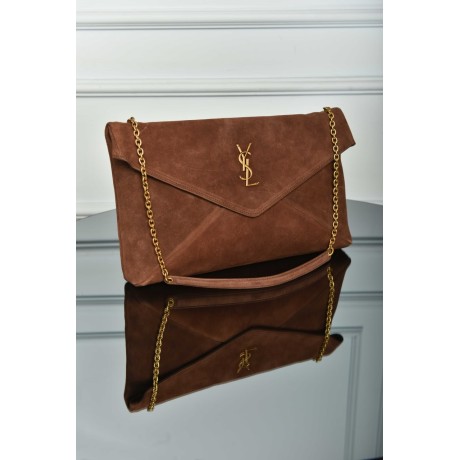 Saint Laurent Cassandre Chain Pouch in Suede