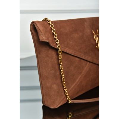 Saint Laurent Cassandre Chain Pouch in Suede