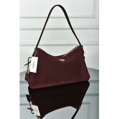 Prada Aimee Large Suede Shoulder Bag