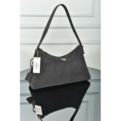 Prada Aimee Large Suede Shoulder Bag
