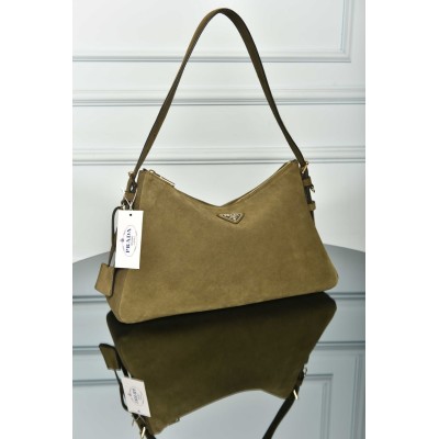 Prada Aimee Large Suede Shoulder Bag
