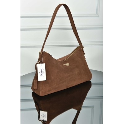 Prada Aimee Large Suede Shoulder Bag